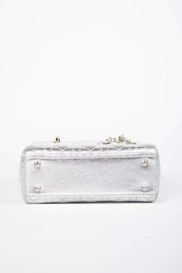 RARE Christian Dior Silver Small Lady Dior My ABCDior Bag