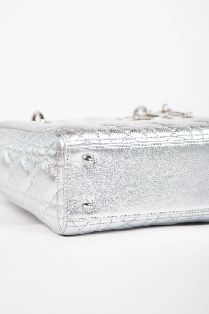 RARE Christian Dior Silver Small Lady Dior My ABCDior Bag