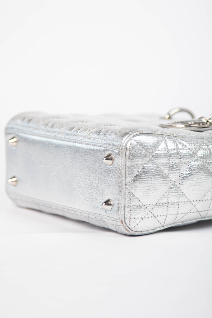 RARE Christian Dior Silver Small Lady Dior My ABCDior Bag