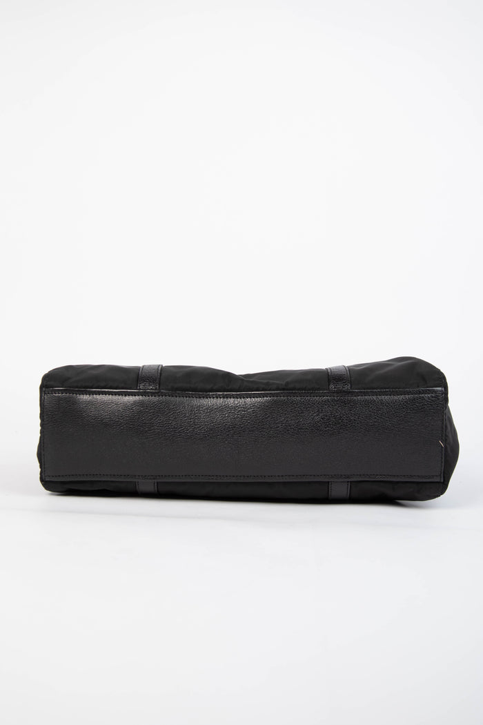 Vintage Prada Black Nylon and Leather Easy Shoulder Bag