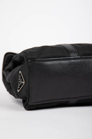 Vintage Prada Black Nylon and Leather Easy Shoulder Bag