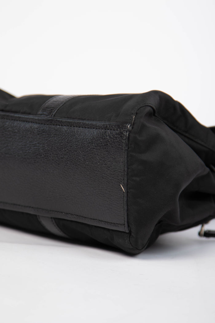 Vintage Prada Black Nylon and Leather Easy Shoulder Bag