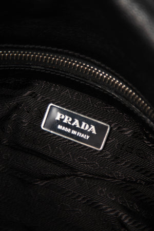 Vintage Prada Black Nylon and Leather Easy Shoulder Bag