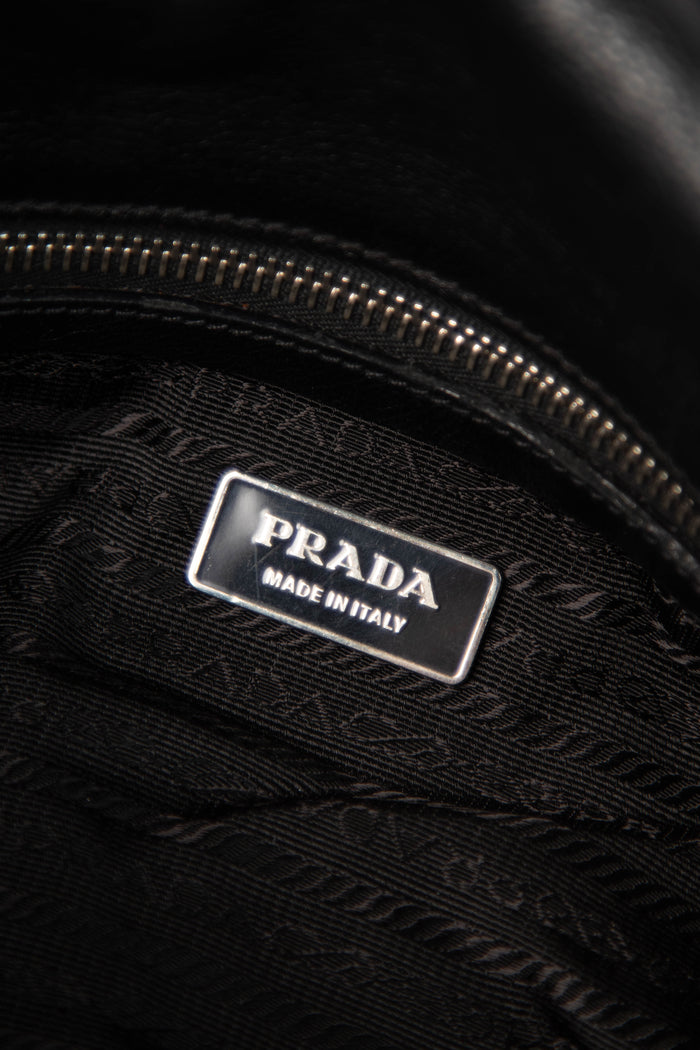 Vintage Prada Black Nylon and Leather Easy Shoulder Bag