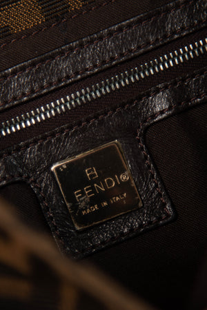 RARE Vintage Fendi Zucca Beaded Snakeskin Baguette Shoulder Bag