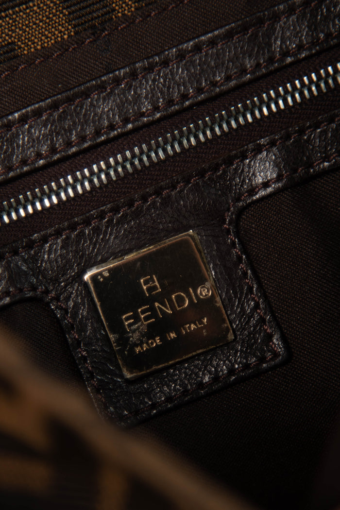 RARE Vintage Fendi Zucca Beaded Snakeskin Baguette Shoulder Bag