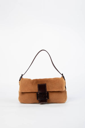 Vintage Fendi Caramel Fur Baguette Shoulder Bag