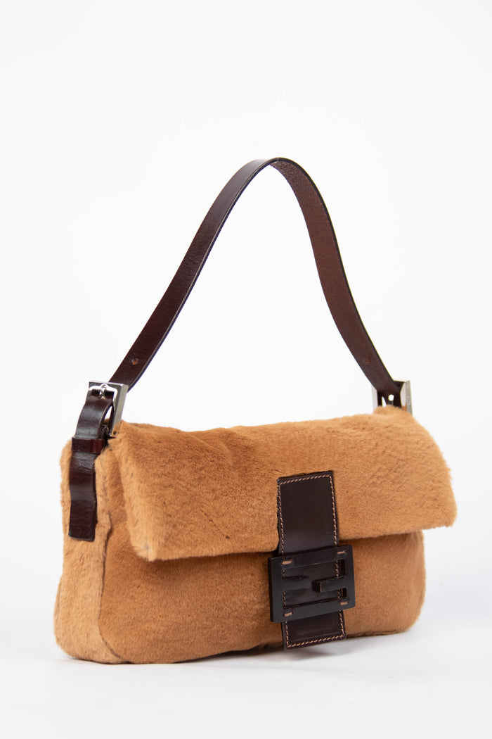 Vintage Fendi Caramel Fur Baguette Shoulder Bag