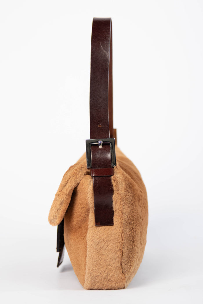 Vintage Fendi Caramel Fur Baguette Shoulder Bag
