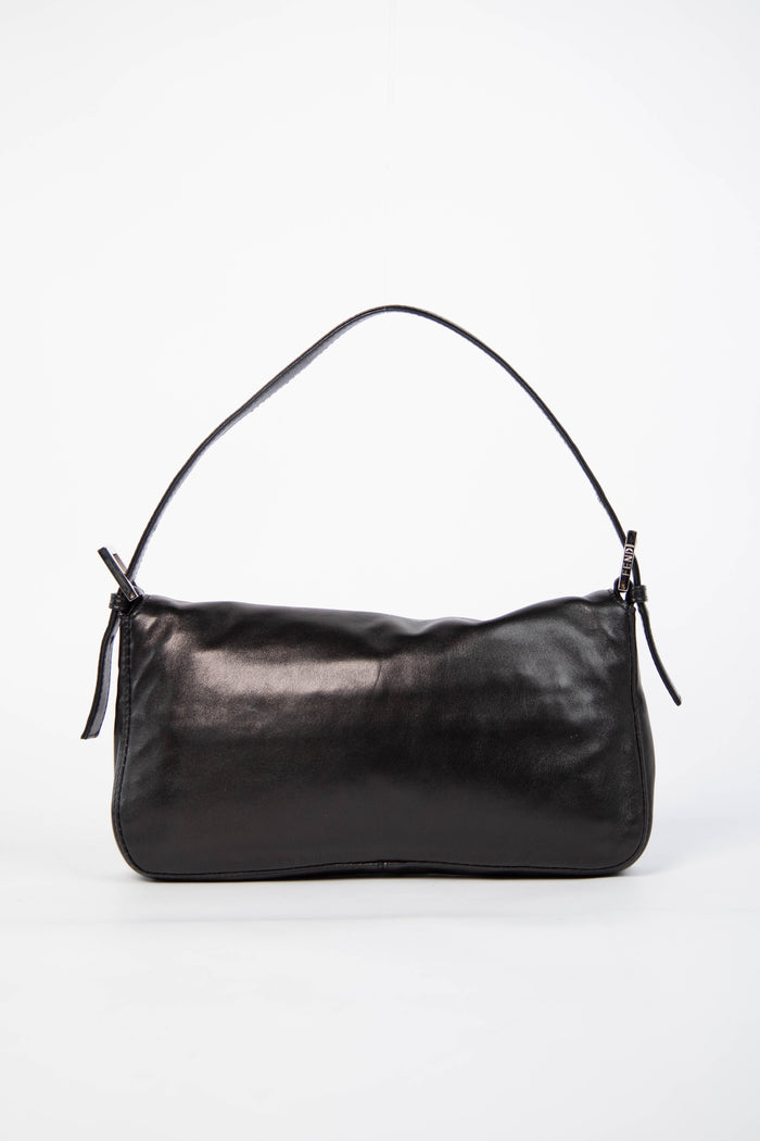 Vintage Fendi Black Lambskin Leather Baguette Bag