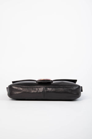 Vintage Fendi Black Lambskin Leather Baguette Bag