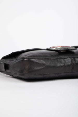 Vintage Fendi Black Lambskin Leather Baguette Bag