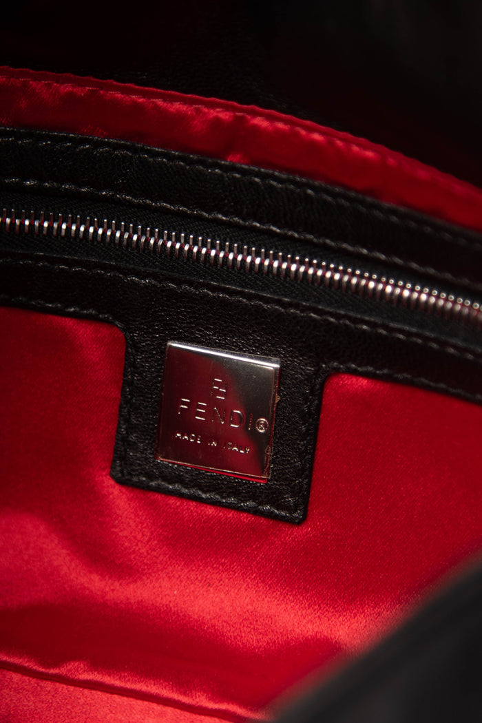 Vintage Fendi Black Lambskin Leather Baguette Bag