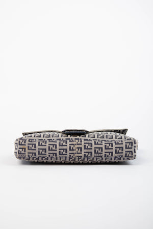 Vintage Fendi Navy Zucchino Baguette Shoulder Bag