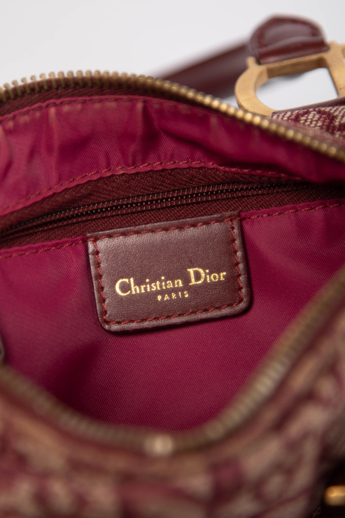 2000s Christian Dior Red Monogram Canvas Small Boston Bag