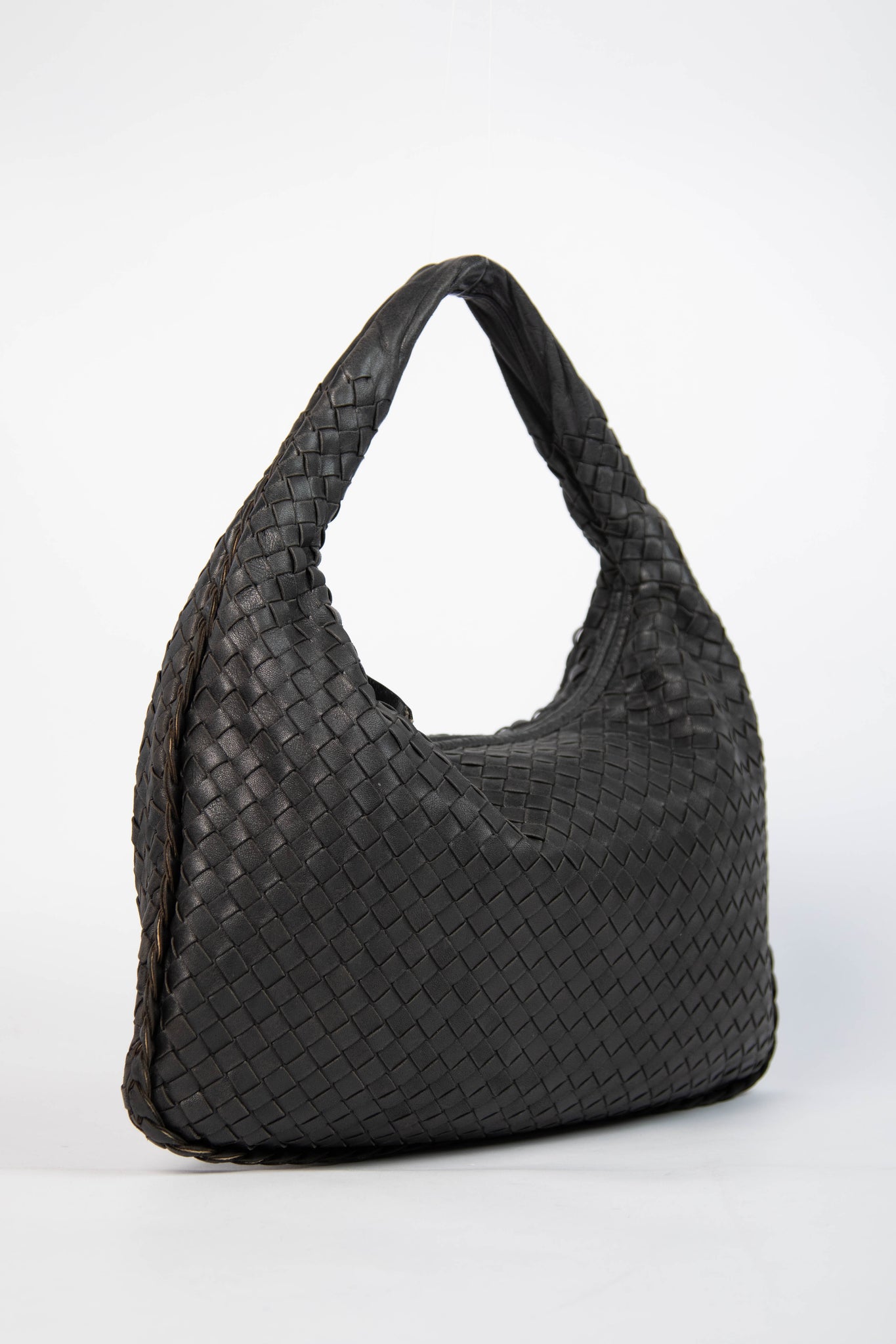 Vintage Bottega Veneta Black Intrecciato Shoulder Bag