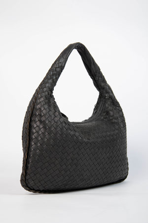 Vintage Bottega Veneta Black Intrecciato Shoulder Bag