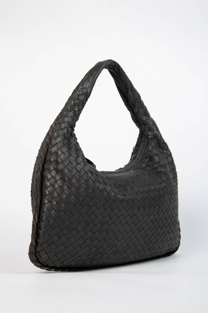 Vintage Bottega Veneta Black Intrecciato Shoulder Bag