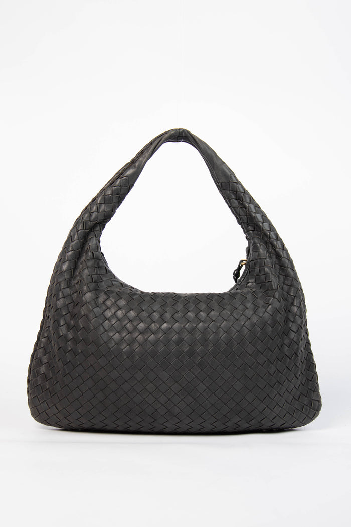Vintage Bottega Veneta Black Intrecciato Shoulder Bag