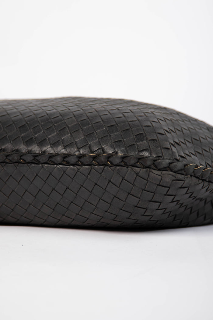 Vintage Bottega Veneta Black Intrecciato Shoulder Bag