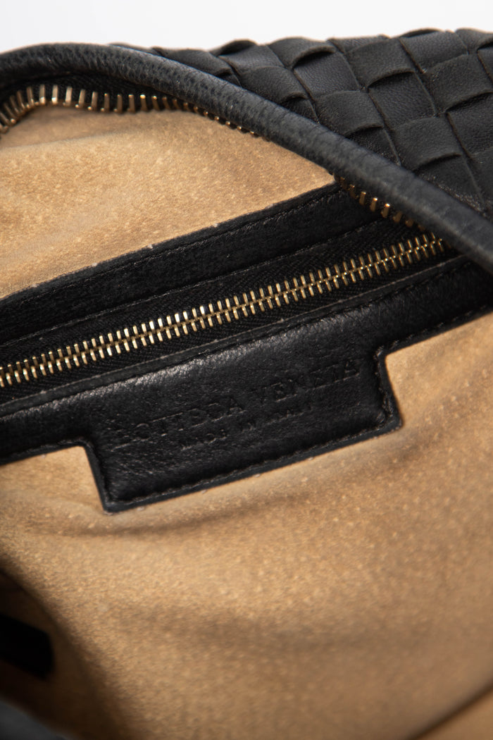 Vintage Bottega Veneta Black Intrecciato Shoulder Bag