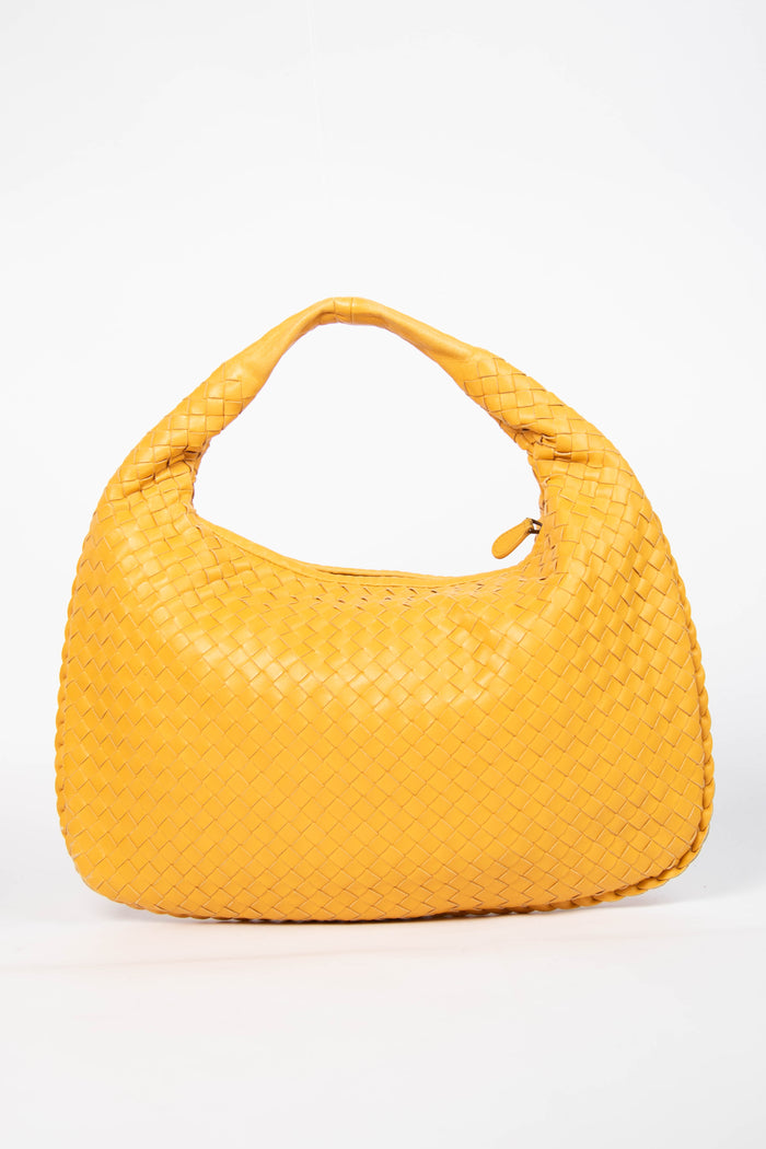 Vintage Bottega Veneta Mustard Yellow Intrecciato Shoulder Bag