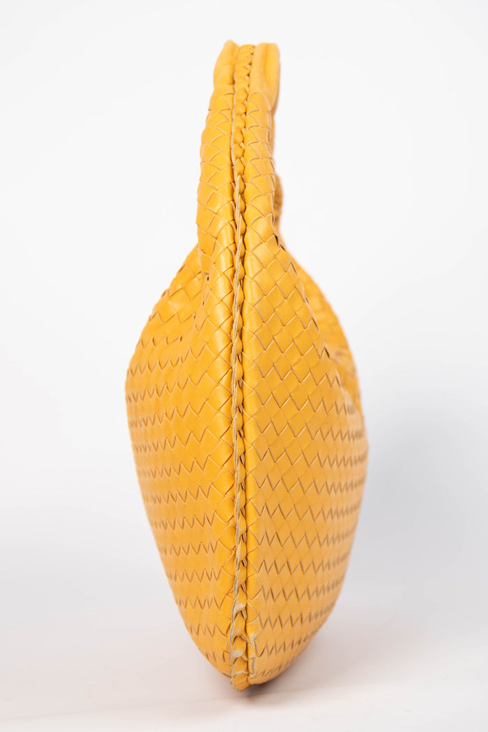 Vintage Bottega Veneta Mustard Yellow Intrecciato Shoulder Bag