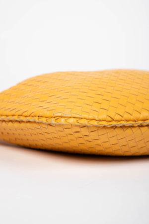 Vintage Bottega Veneta Mustard Yellow Intrecciato Shoulder Bag