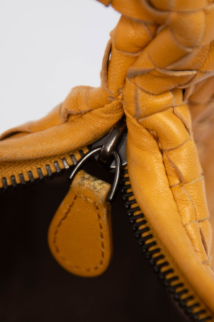 Vintage Bottega Veneta Mustard Yellow Intrecciato Shoulder Bag
