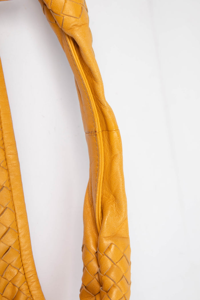 Vintage Bottega Veneta Mustard Yellow Intrecciato Shoulder Bag