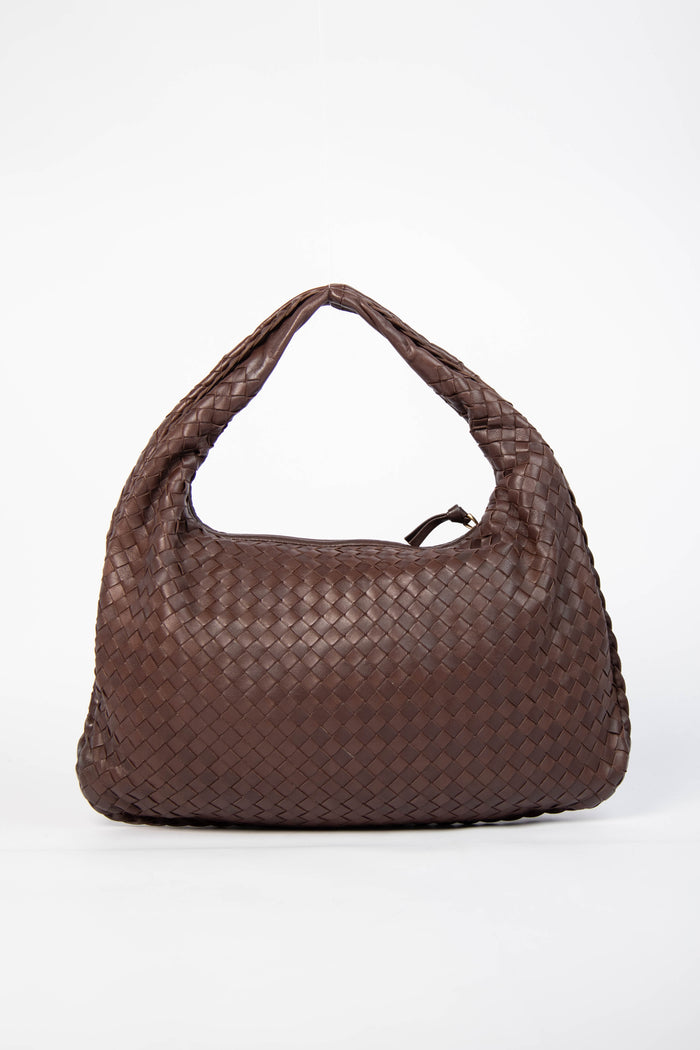 Vintage Bottega Veneta Brown Intrecciato Shoulder Bag