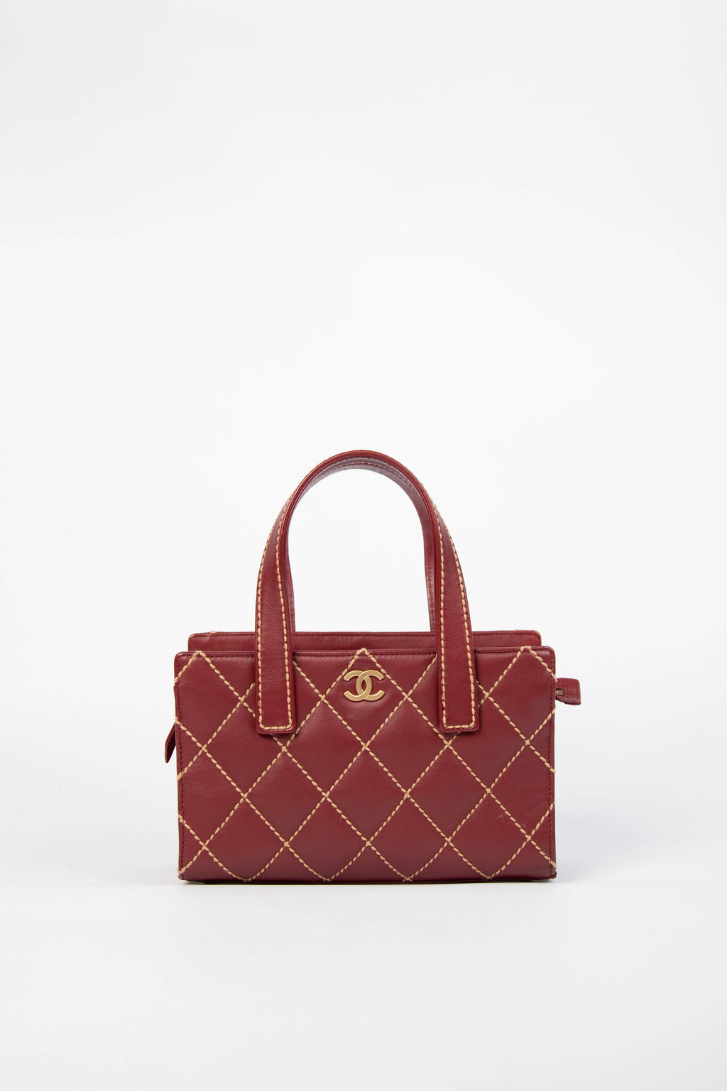 Vintage Chanel Burgundy Wild Stitch Tote  Bag