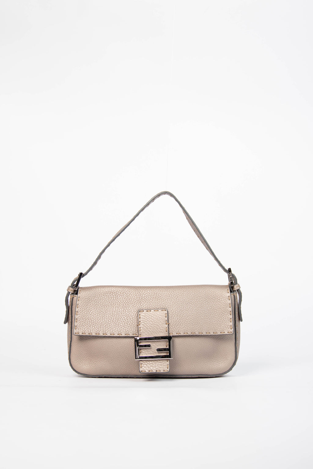 Vintage Fendi Metallic Leather Selleria Baguette Shoulder Bag