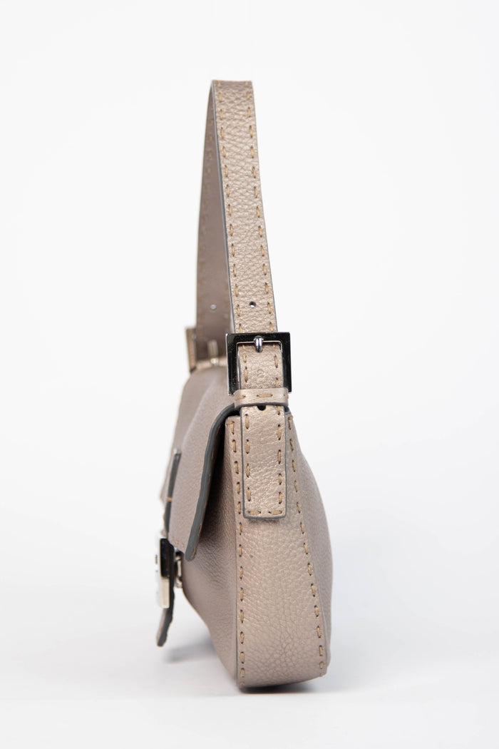 Vintage Fendi Metallic Leather Selleria Baguette Shoulder Bag
