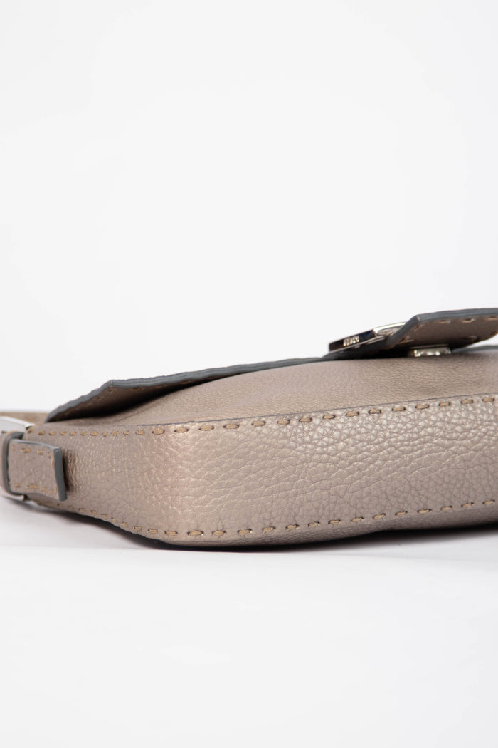 Vintage Fendi Metallic Leather Selleria Baguette Shoulder Bag