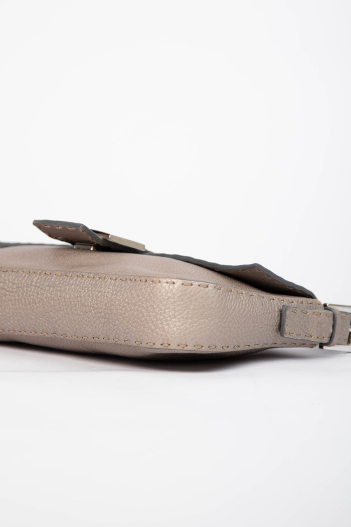 Vintage Fendi Metallic Leather Selleria Baguette Shoulder Bag