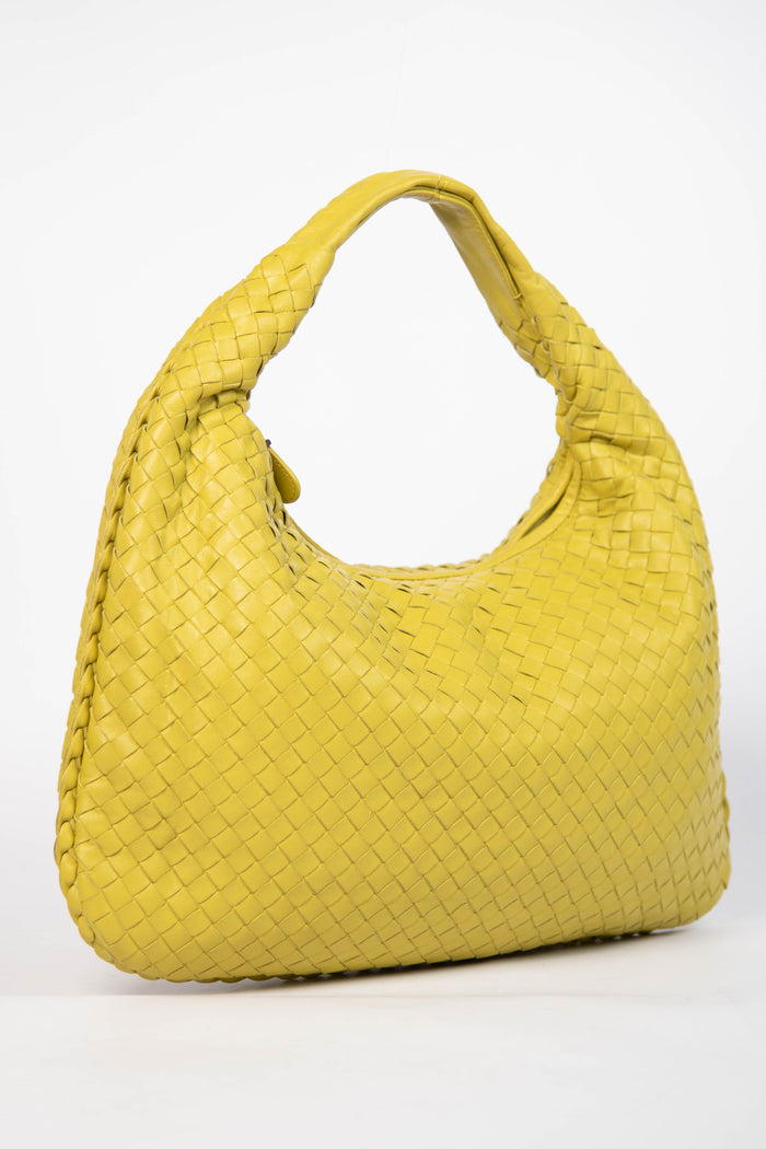 Vintage Bottega Veneta Lime Green Intrecciato Shoulder Bag