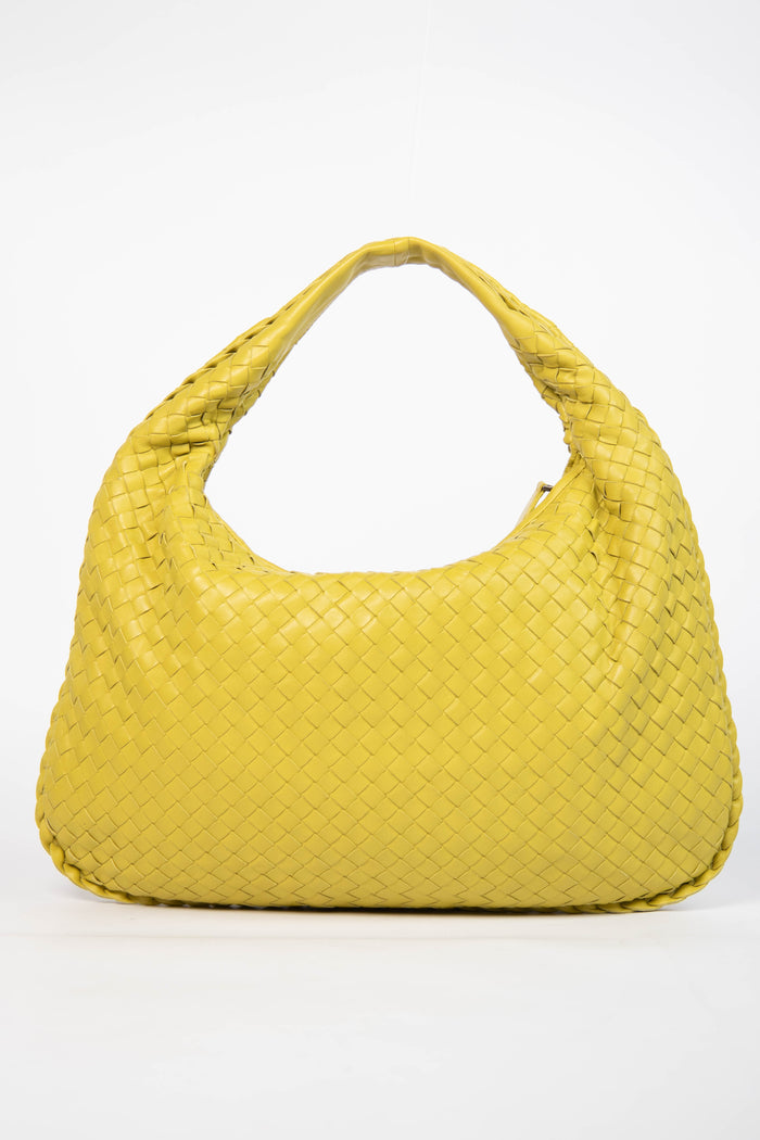 Vintage Bottega Veneta Lime Green Intrecciato Shoulder Bag
