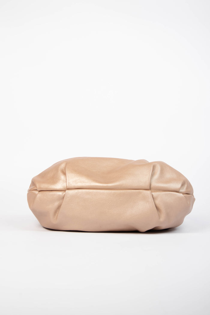 Vintage Prada Taupe Leather Buckle Hobo Bag