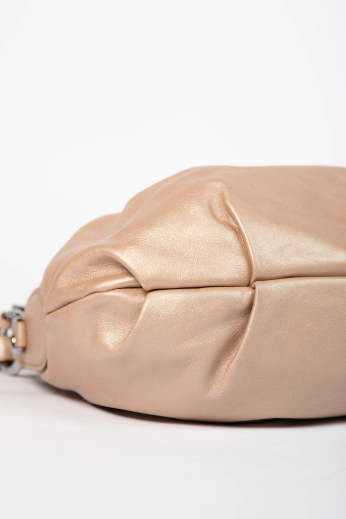 Vintage Prada Taupe Leather Buckle Hobo Bag