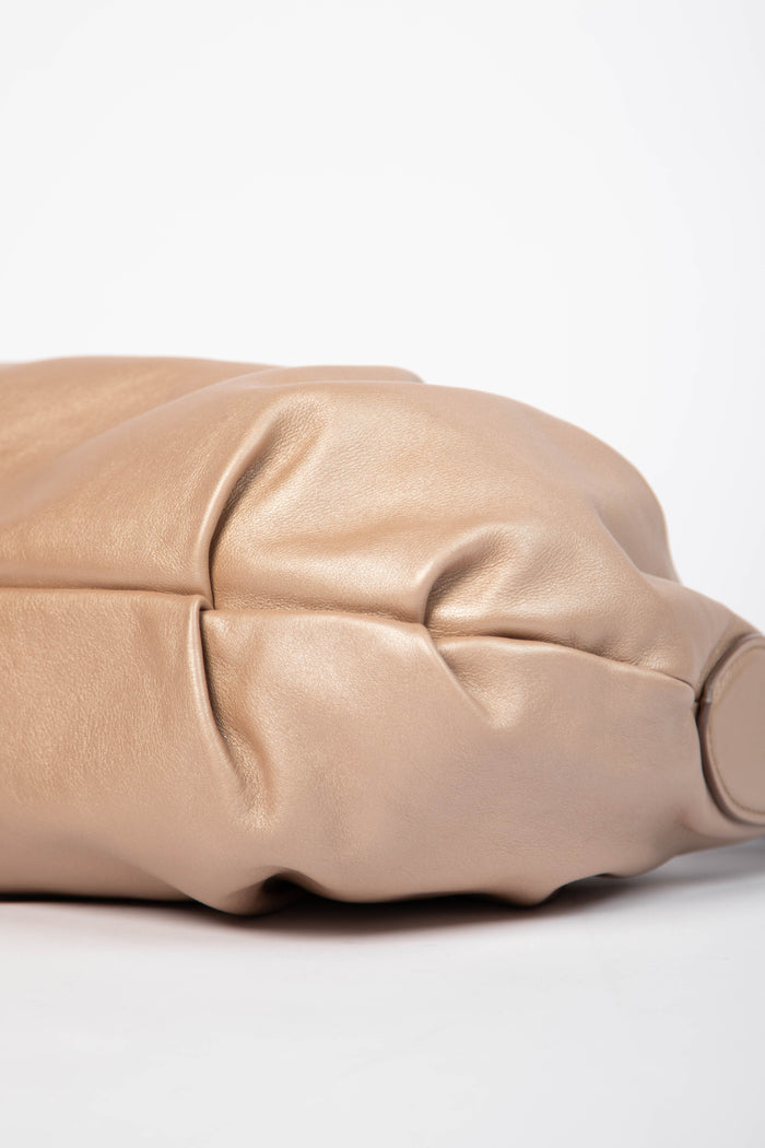 Vintage Prada Taupe Leather Buckle Hobo Bag