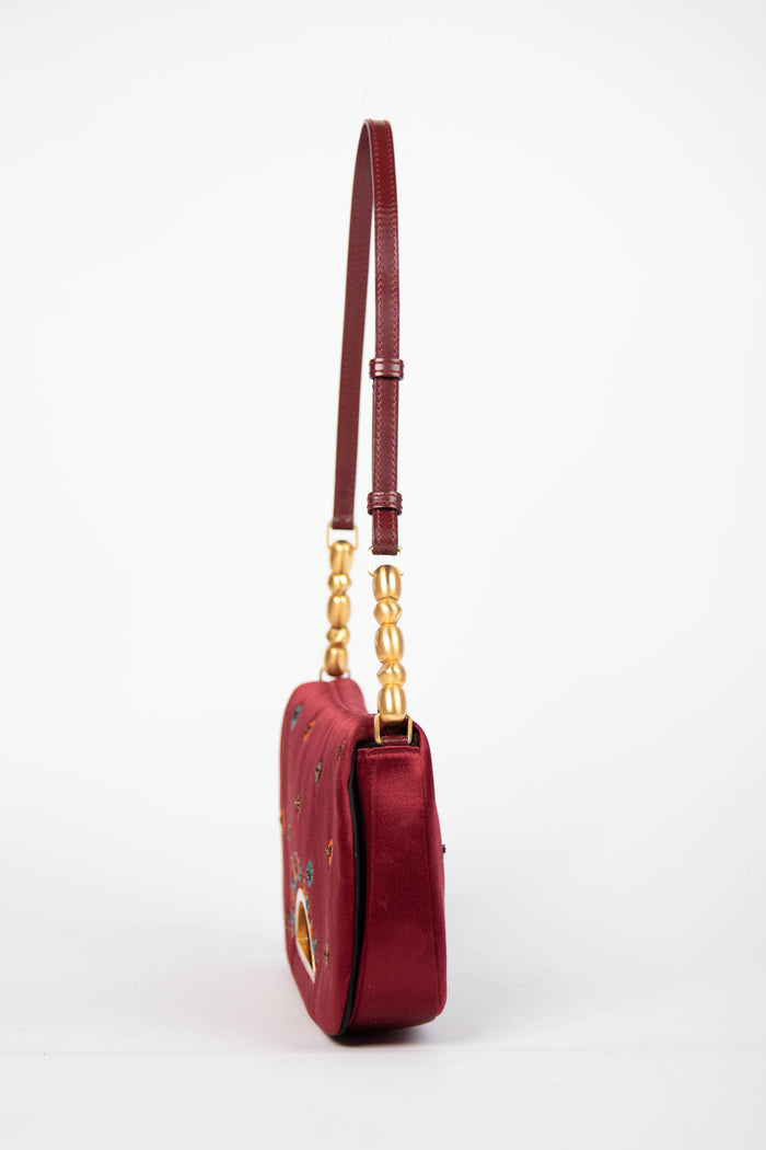 Limited Edition Christian Dior Malice Red Silk Shoulder Bag