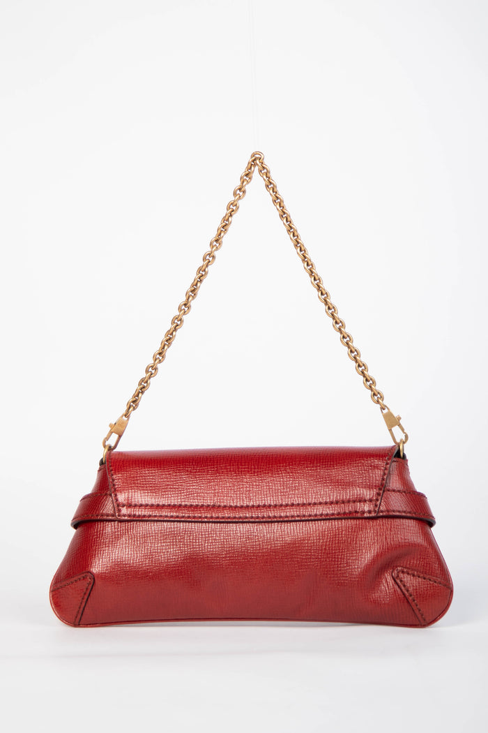 RARE Vintage Gucci Red Grained Leather Horsebit Shoulder Bag