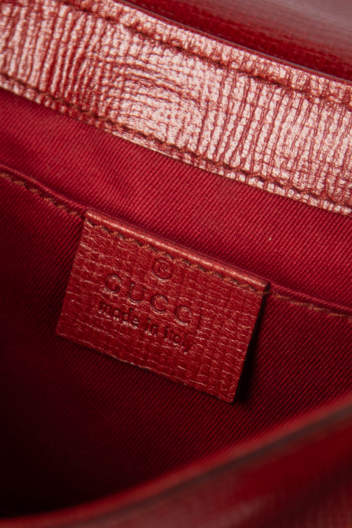 RARE Vintage Gucci Red Grained Leather Horsebit Shoulder Bag