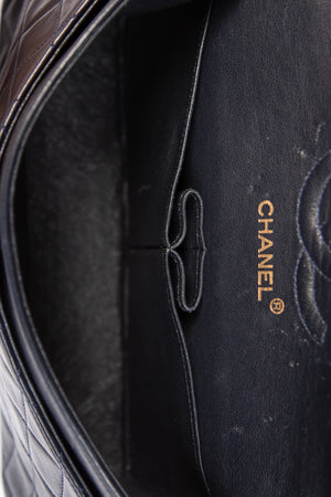 90s Chanel Navy Lambskin Small Double Flap Shoulder Bag 24k GHW