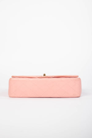 90s Chanel Baby Pink Lambskin Medium Double Flap Shoulder Bag 24k GHW