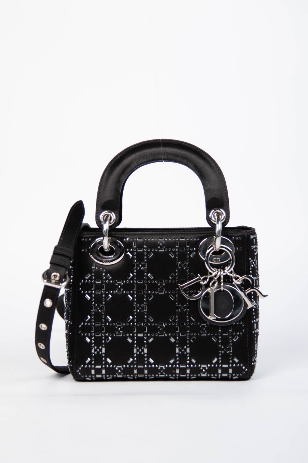 RARE Christian Dior Black Crystal Embellished Mini Lady Dior