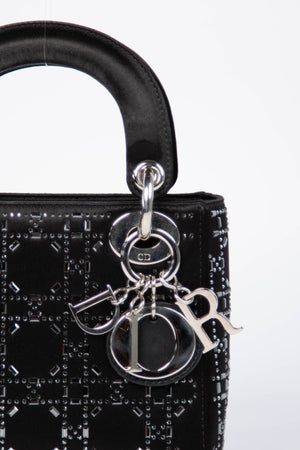 RARE Christian Dior Black Crystal Embellished Mini Lady Dior