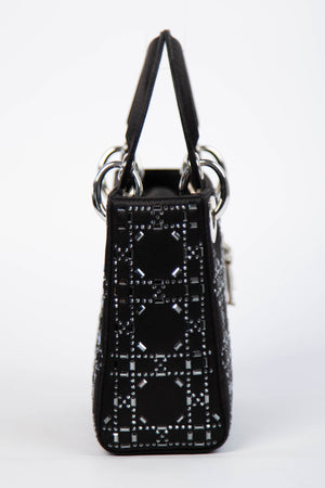 RARE Christian Dior Black Crystal Embellished Mini Lady Dior