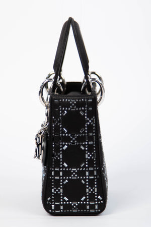 RARE Christian Dior Black Crystal Embellished Mini Lady Dior